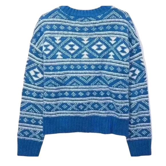 AMERICAN EAGLE Fair Isle Snowdrift Pullover Sweater  in Blue/Shite Size XL - Picture 5 of 6